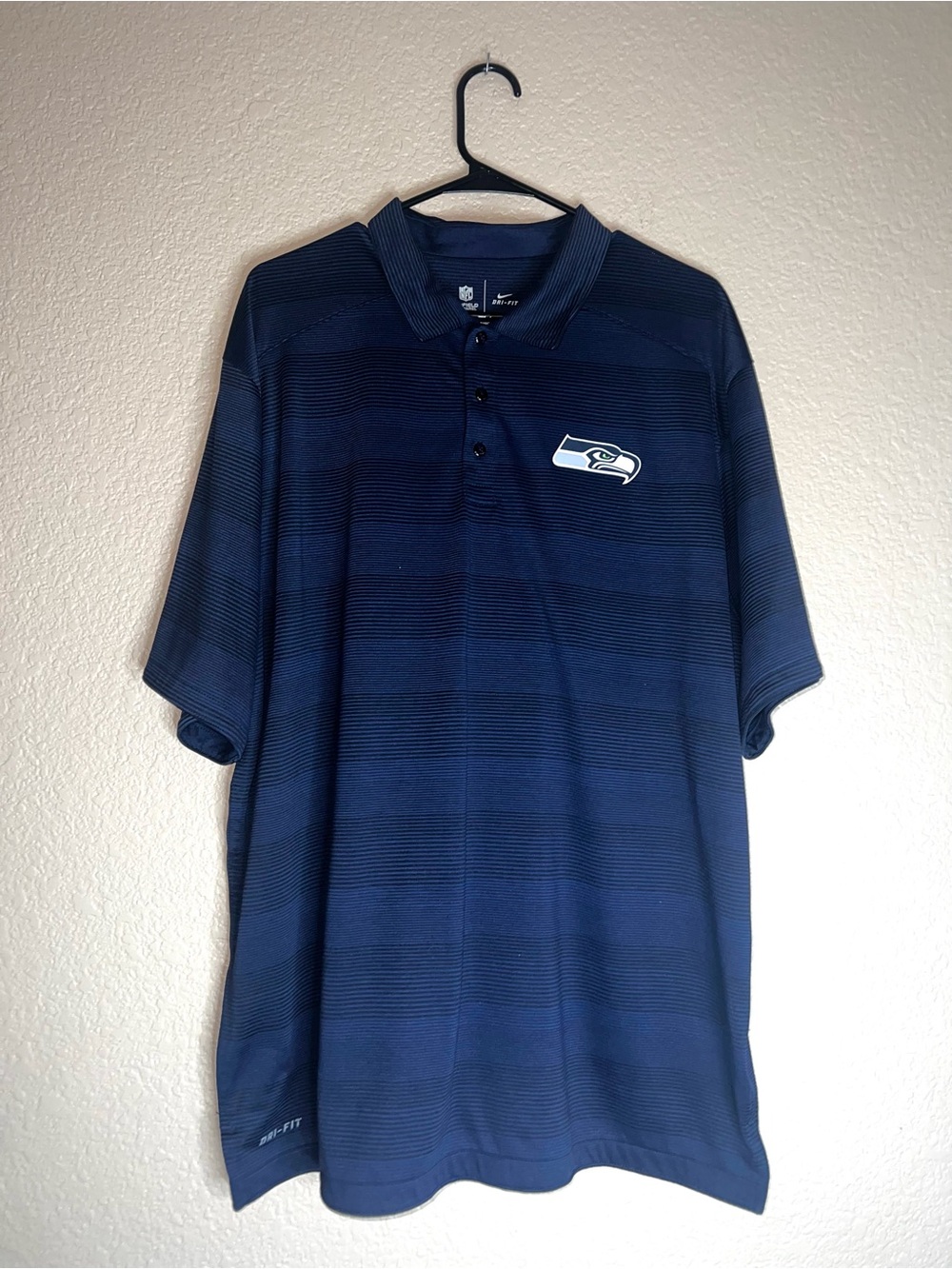 NFL Men's Navy Blue Seattle Seahawks Dri-Fit Polo Sz XXL